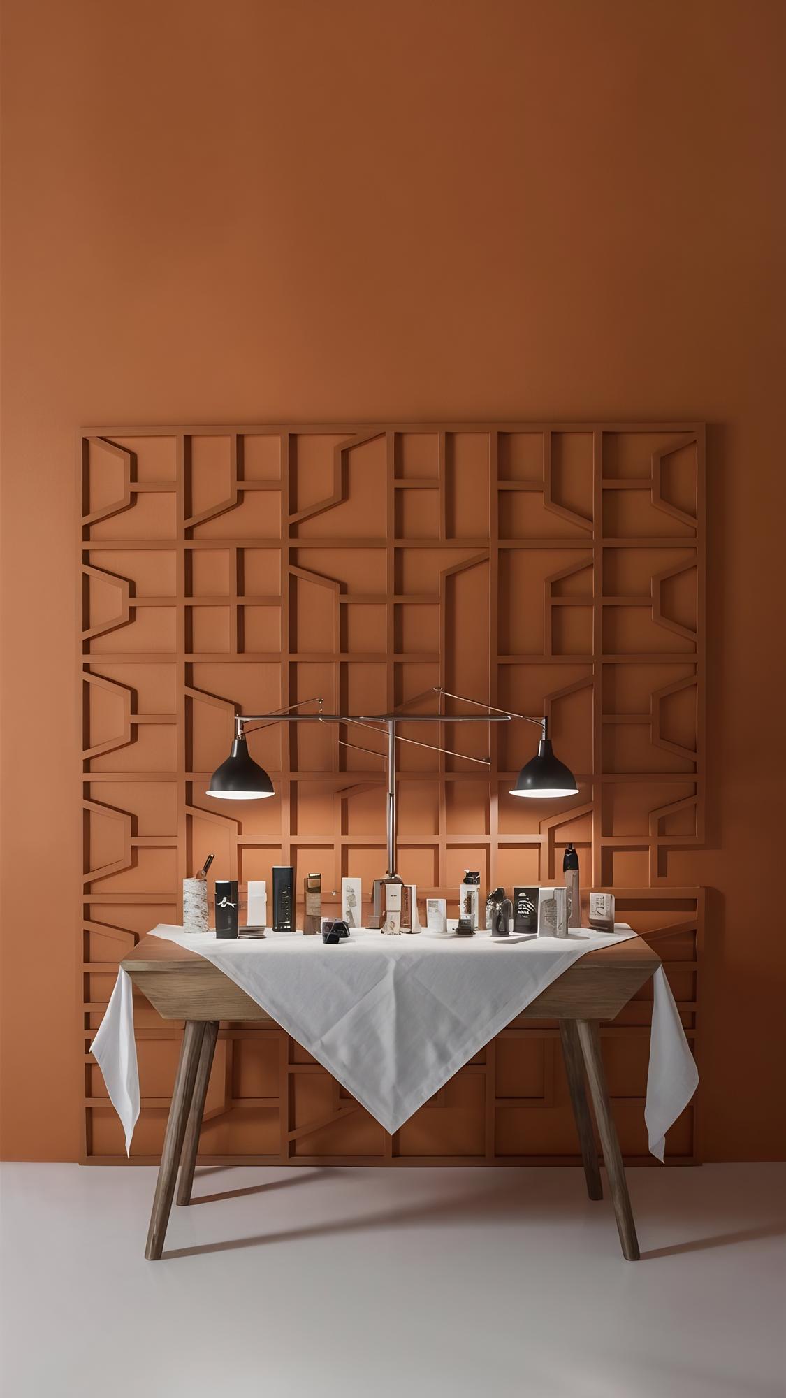 Inviting culinary studio interior with tasting table